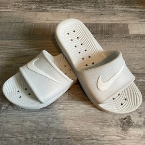 White Nike Slides